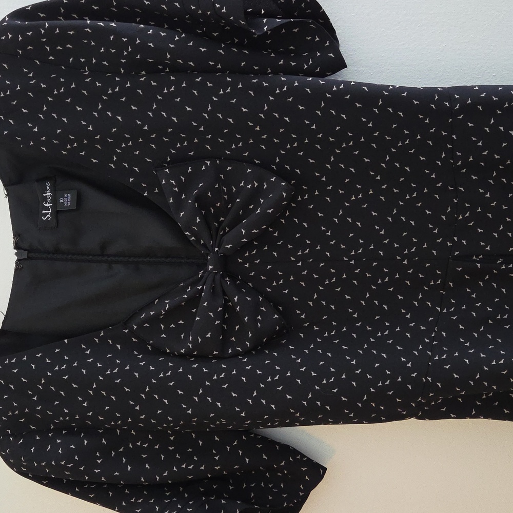 S.L. Fashions Black Bird Dress - Picture 2 of 3
